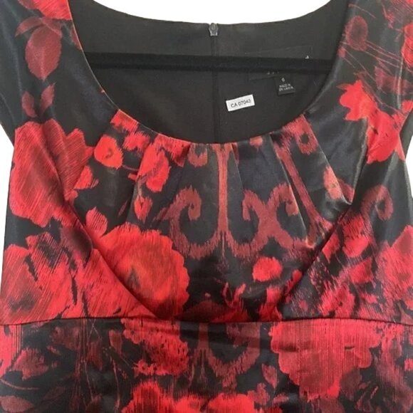 Connected Aparail black satin floral dress size 6 - Picture 3 of 5